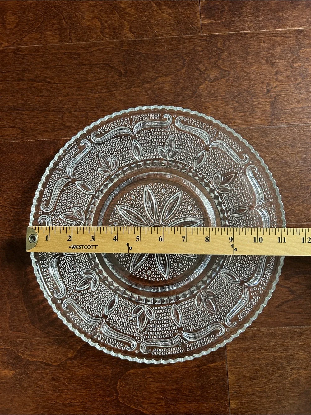 Vintage Clear Pressed Glass Serving Plate with Floral Motif
